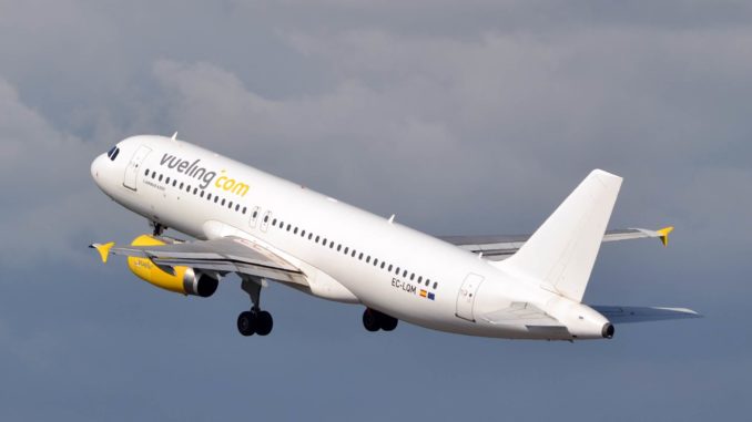 A Vueling A320 departing Cardiff Airport (TransportMedia UK)