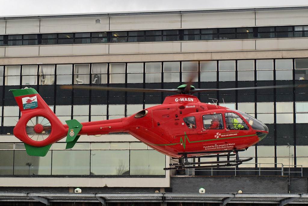 G-WASN UHW Hospital Helipad (Credit Nick Harding/Aviation Wales)