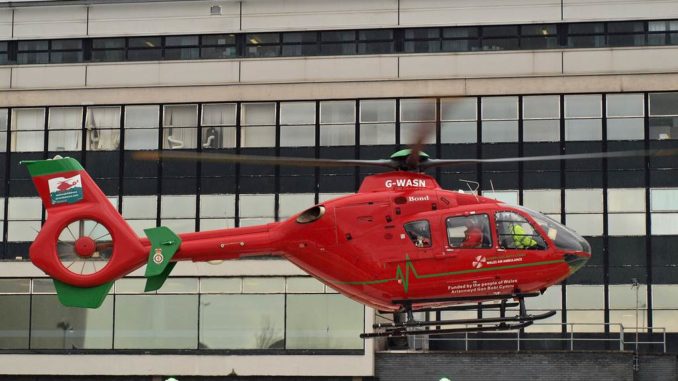 G-WASN UHW Hospital Helipad (Credit Nick Harding/Aviation Wales)