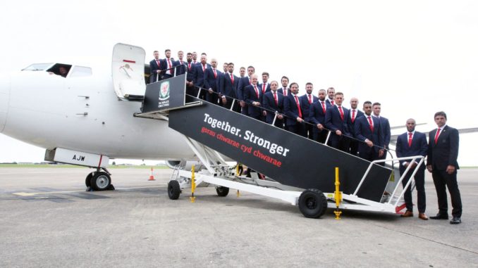 The Wales team before they departed from Cardiff ahead of the Euros