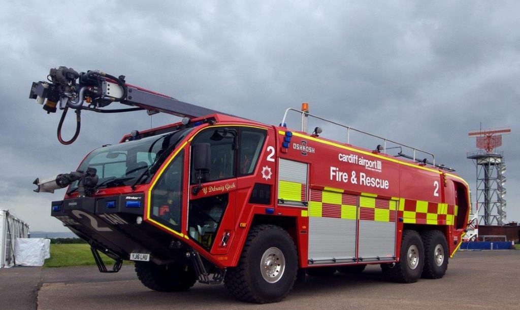 Cardiff Airports new fire engine Y Draig Coch (Picture Aviation Wales / Philip Dawson)
