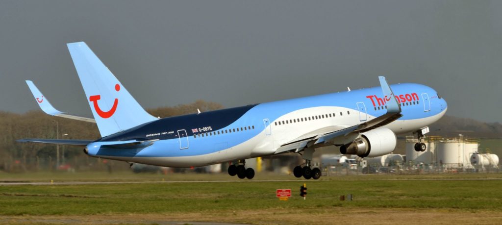 Thomson Boeing 767-300 G-OBYG Departing Cardiff Airport (Image: Aviation Wales)