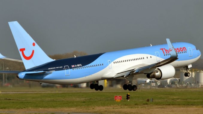 Thomson Boeing 767-300 G-OBYG Departing Cardiff Airport (Image: Aviation Wales)