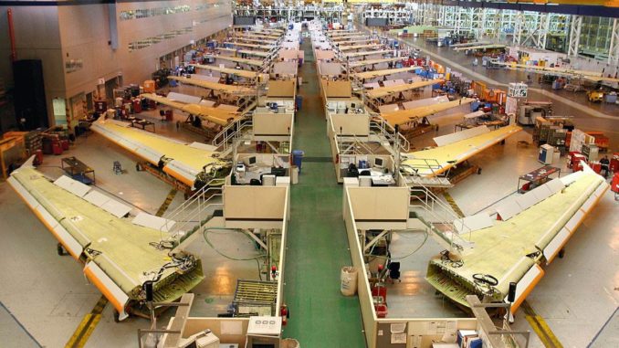 Aerial view of Stage 3 Flowline of single aisle in Broughton. (Image: Airbus)