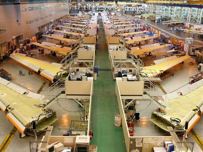 Aerial view of Stage 3 Flowline of single aisle in Broughton. (Image: Airbus)