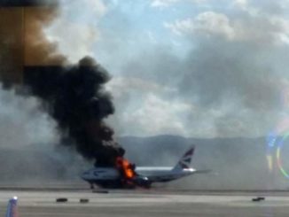 BA2276 on fire in Las Vegas (Image: Reggie Faer)