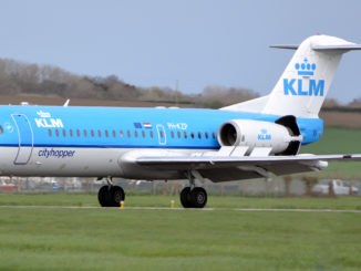 KLM's final Fokker f70 flight from Cardiff Airport