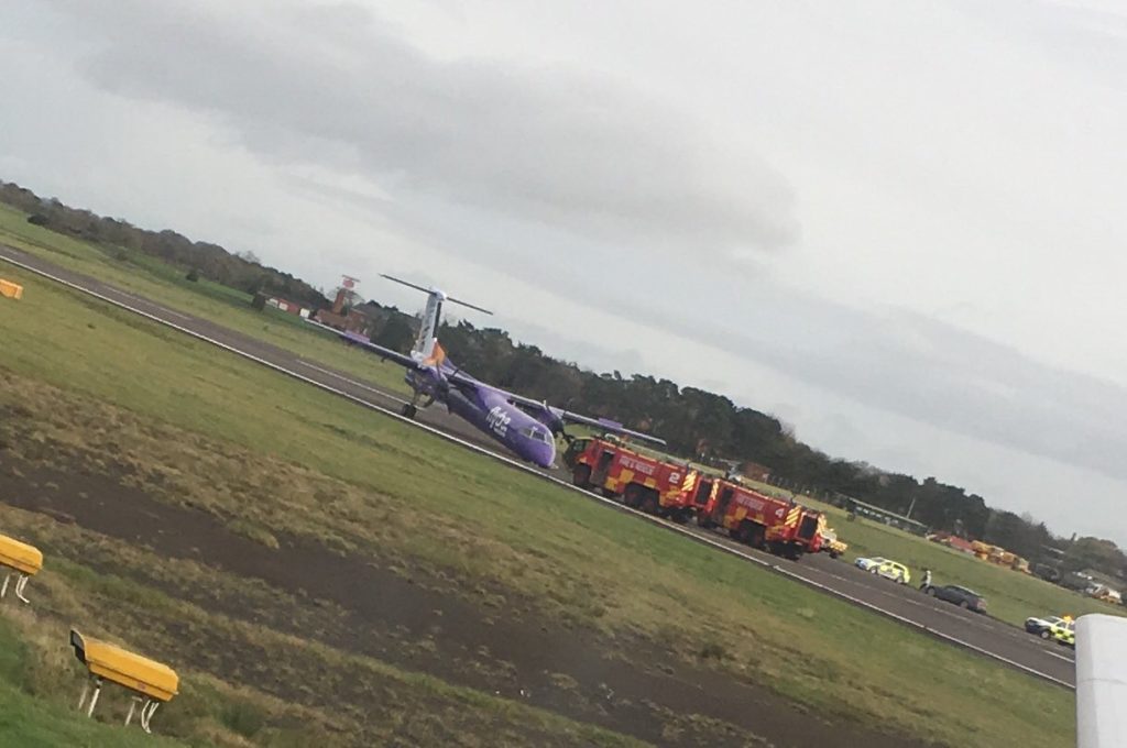 Flybe dash lands with nose gear up