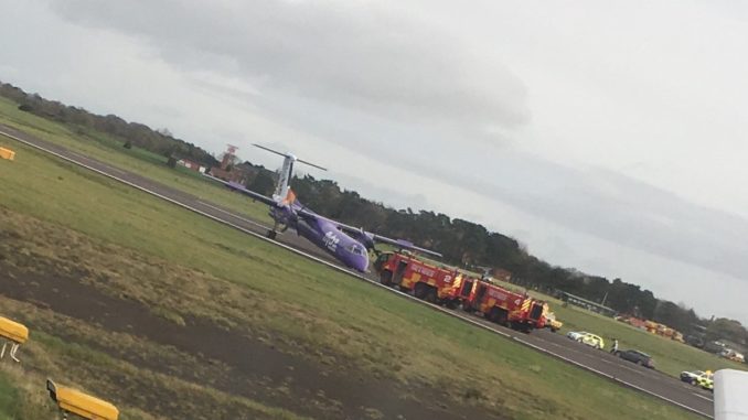 Flybe dash lands with nose gear up