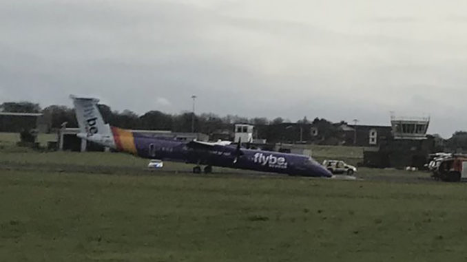 Flybe flight BE331 lands with nose gear up at Belfast