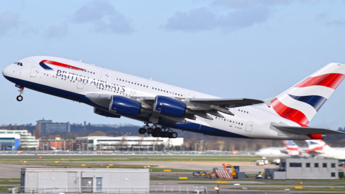 British Airways Airbus A380 G-XLEH lifts off from Heathrow's Runway 27L (Aviation Media Agency)