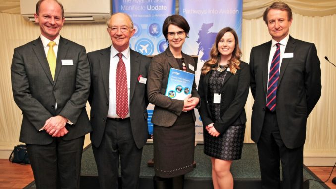 (L – R) Speakers on the evening included Air Vice-Marshal Mike Wigston CBE Assistant Chief of the Air Staff, Air Marshall Sir Christopher Coville RAF, MP Norwich North Chloe Smith, ASP Ambassador Anna McGrady and ASP Founder and Chief Executive Simon Witts