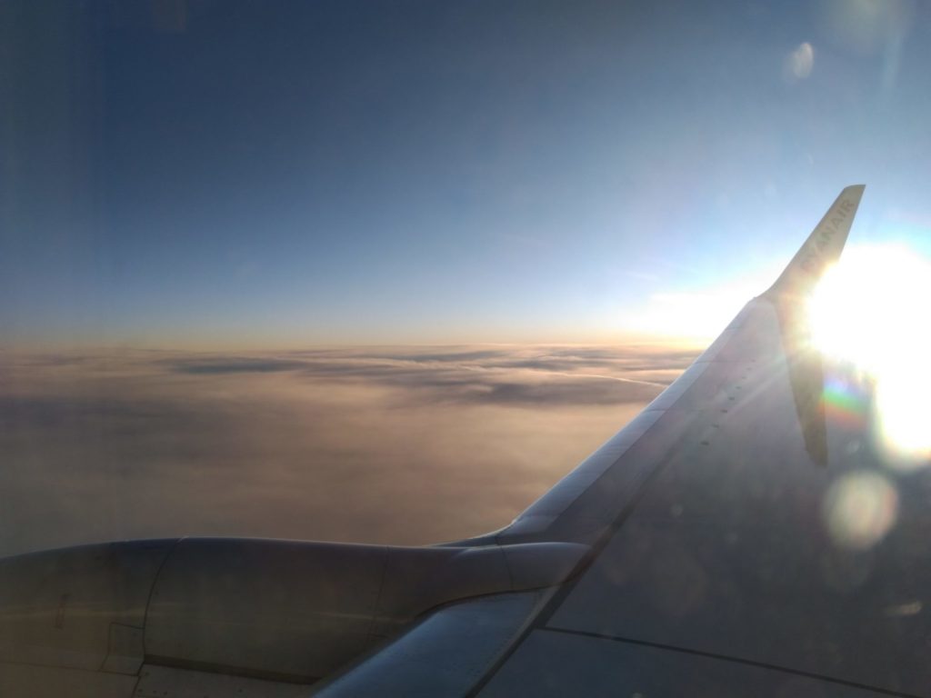 High over the North Sea on a Ryanair 737-800