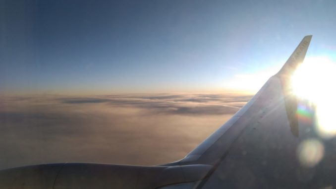 High over the North Sea on a Ryanair 737-800