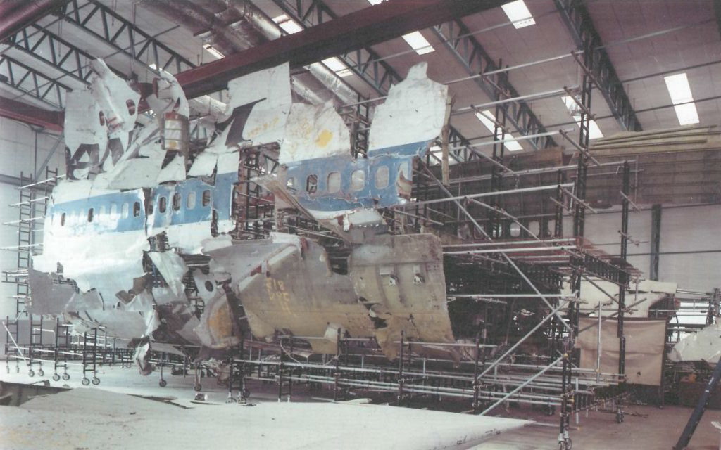 Air Accident Investigators painstakingly reconstructed Pan Am 103 from the wreckage (AAIB)