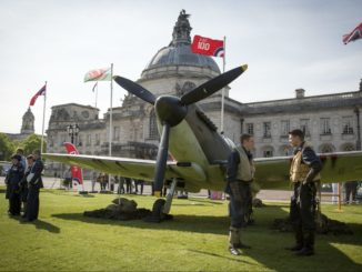 Spitfire outside City Hall Cardiff