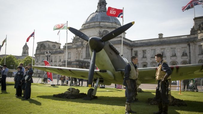 Spitfire outside City Hall Cardiff