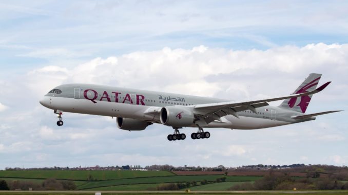 Qatar A350-900 arrives into Cardiff Airport (Image: Pete Harrison)