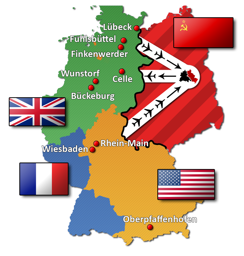 Berlin Airlift Corridors (Image: Leerlaufprozess CC BY-SA3.0)