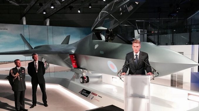 Gavin Williamson unveils a model of the 6th Generation fighter, The Tempest