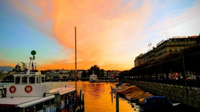 Lake Geneva at Sunset