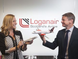 Roy Bogle, Loganair’s Director of Revenue and Scheduling and Jenna Donaldson, Qatar Airway’s Account Manager