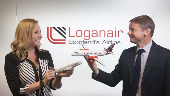 Roy Bogle, Loganair’s Director of Revenue and Scheduling and Jenna Donaldson, Qatar Airway’s Account Manager