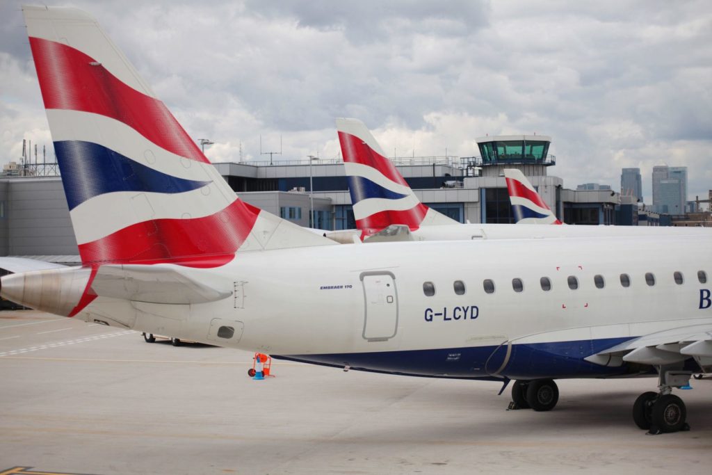 A row of British Airways Cityflyer Embraer aircraft at London City Airport (Image: BA)