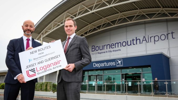 Andrew Bell, Chief Executive Officer of Regional & City Airports, right, which owns and operates Bournemouth Airport, and Stephen Gill, the airport’s Managing Director.