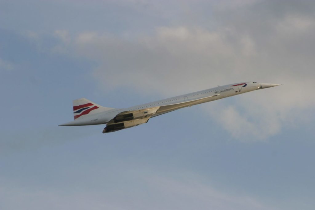 Concorde with its nose drooped partially in flight (Image: British Airways)
