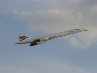 Concorde with its nose drooped partially in flight (Image: British Airways)