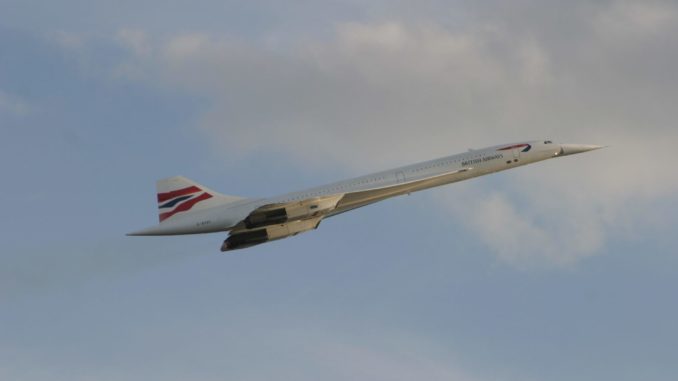 Concorde with its nose drooped partially in flight (Image: British Airways)