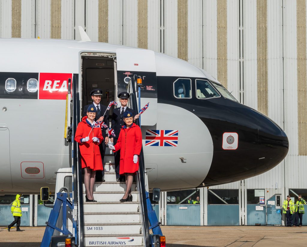 The crew of BEA Airbus A319 G-EUPJ (Image: Jamie Woodhouse-Wright/Aviation Media Co.)