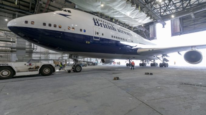 Boeing 747-400 G-CIVB in the hangar (Image: Stuart Bailey/British Airways)