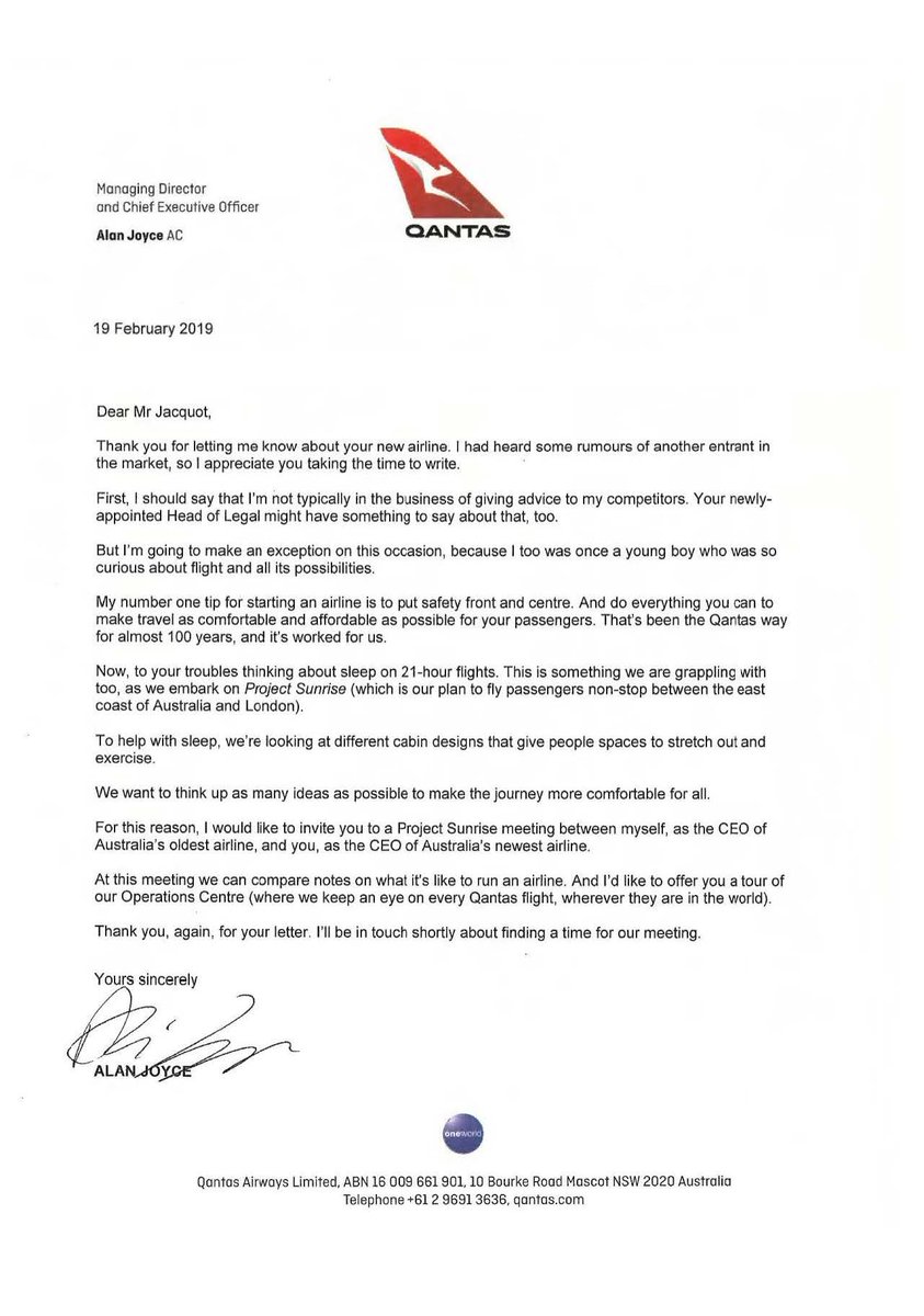 Letter from Qantas CEO Alan Joyce (@Qantas/Twitter)