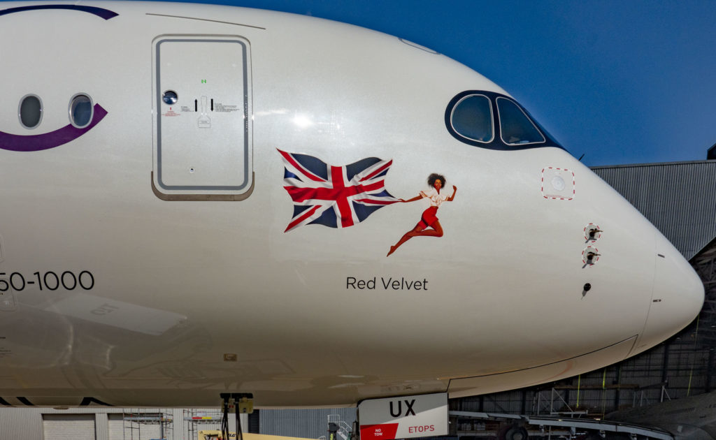 The new Flying Icons nose-art on A350 G-VLUX (Image: Virgin)
