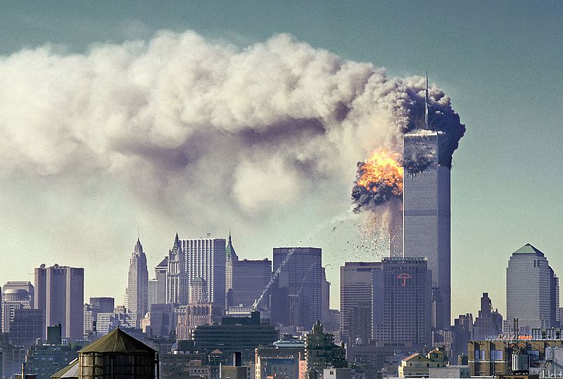 South Tower gets hit on 9-11 (Photo Credit: NIST SIPA [Public domain]