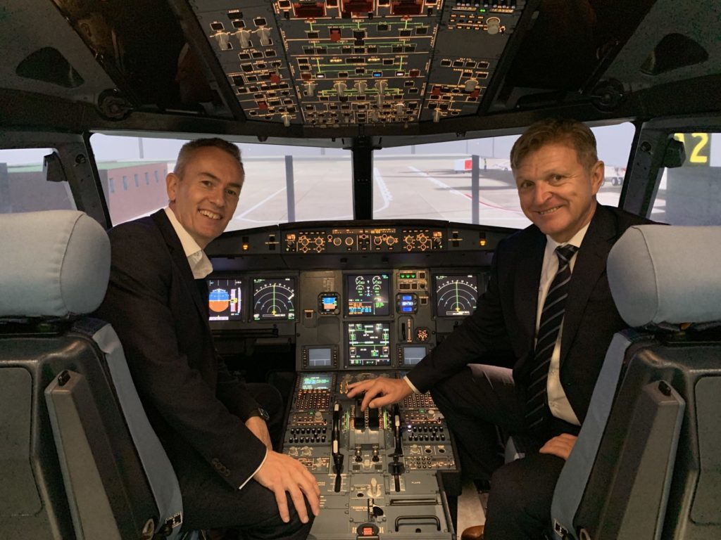 CAE's Marc Parent with Easyjet's David Morgan