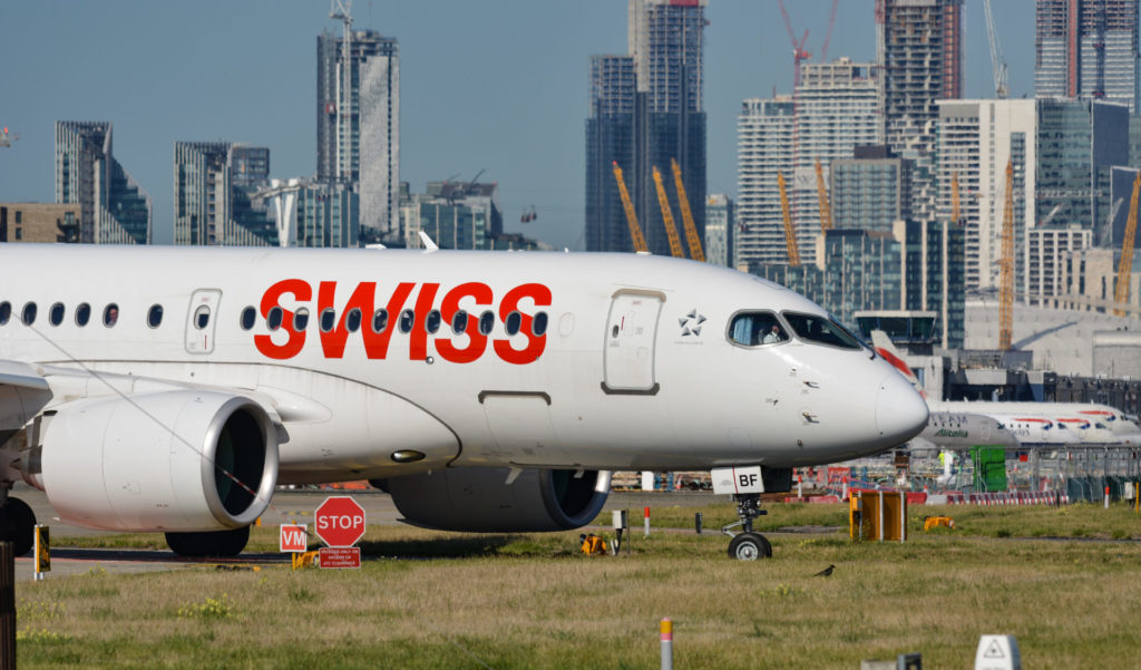 A Swiss Airbus A220 seen at London City Airport (Image: Max Thrust Digital)