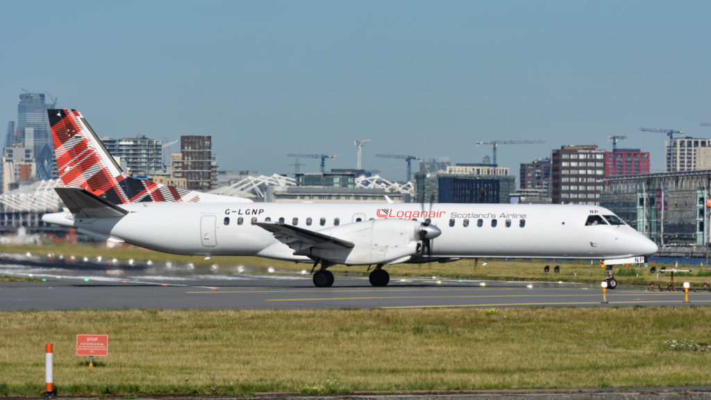 A Loganair Saab at London City Airport (Image: Aviation Media Agency)