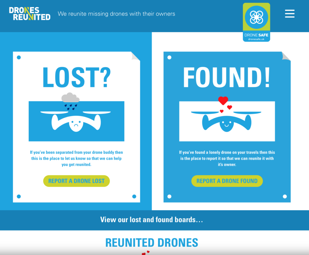 Drones Reunited website