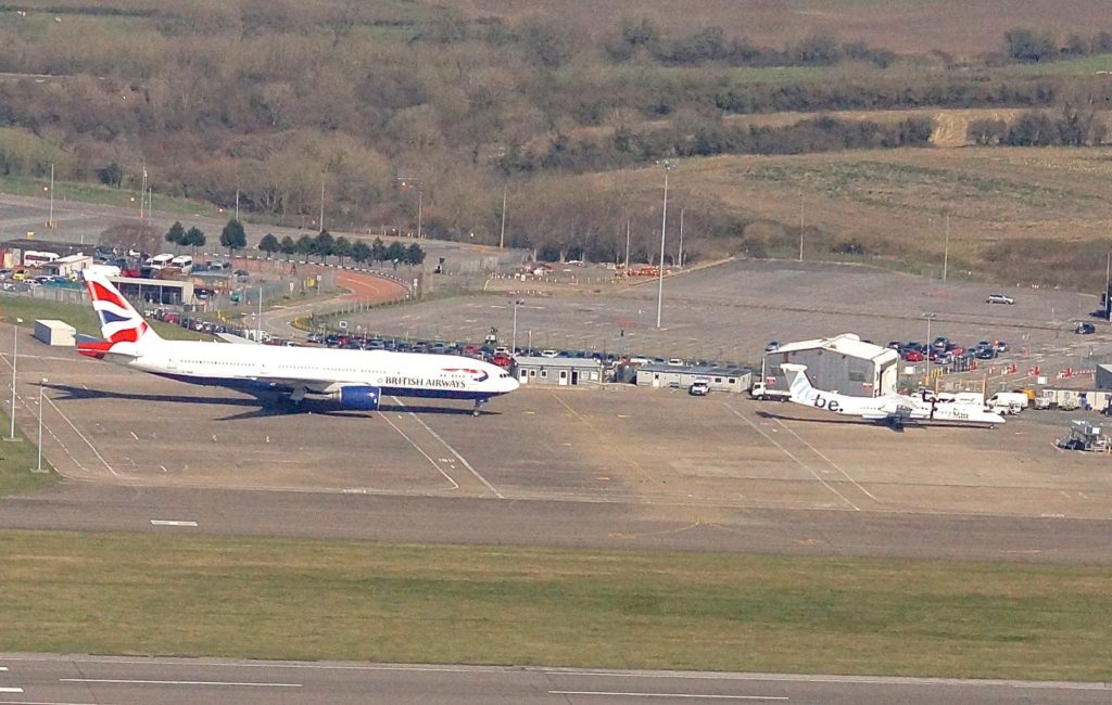A British Airways 777 at Cardiff Airport (Image: John Bulpin)