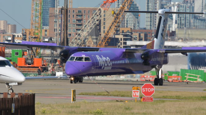 Flybe Dash 8 at London City Airport (Image: TransportMedia UK)