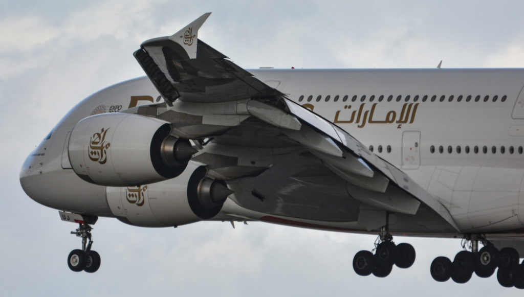 Emirates Airbus A380 at London Gatwick (Image: TransportMedia UK)