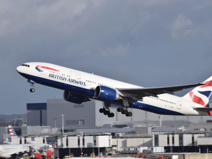 A British Airways Boeing 777-200 takes off from London Heathrow (Image: UK Aviation Media)