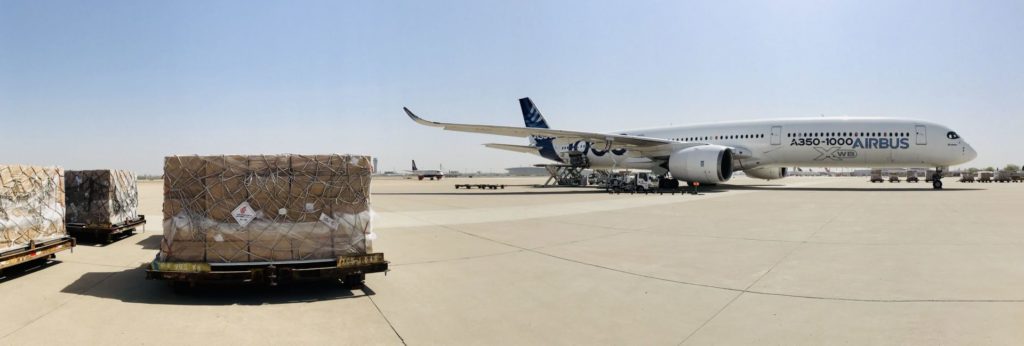 A350-1000 ready for cargo loading in Tianjin