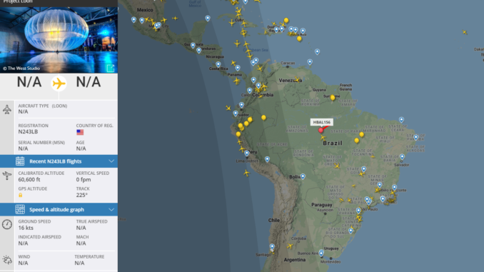 Project Loon (Source: FlightRadar24)