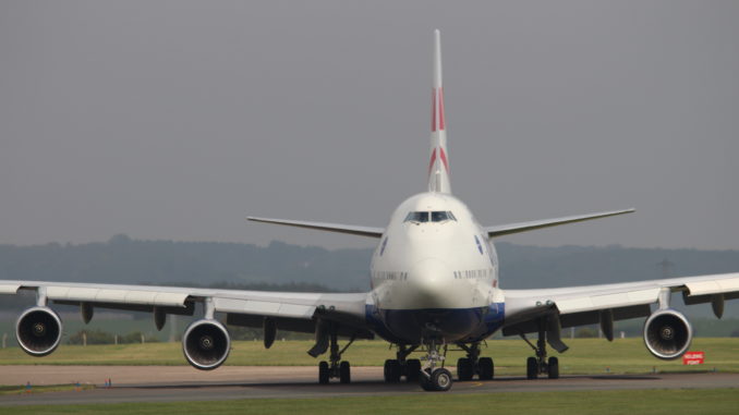 A British Airways Boeing 747 prepares to depart Cardiff Airport (Aviation Media Agency)