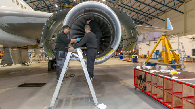 Caerdav has launched a new three-year, Level 3 Aircraft Maintenance Apprenticeship Programme. (Image taken before recent Covid-19 restrictions).