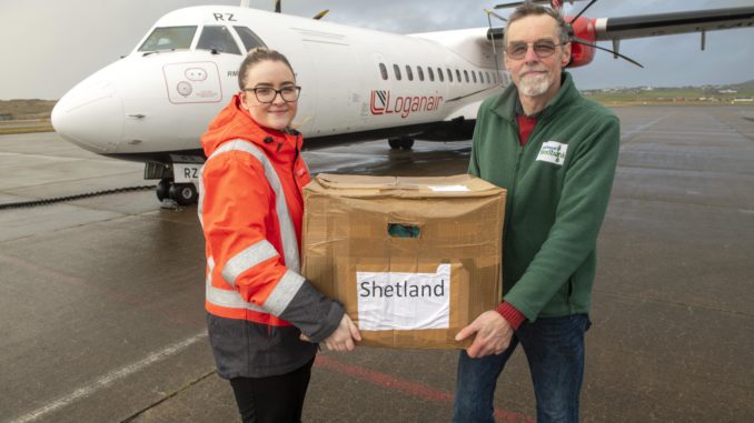 Shetland Food Bank gets a delivery from Loganair